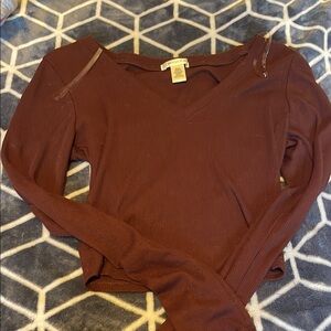 Forever 21 Red Puff Sleeve Cut Out Blouse